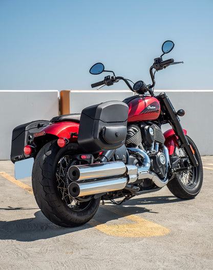 24L - Ironclad Quick-Mount Medium Indian Chief Bobber Leather Wrapped Hard Alforjas