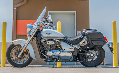 24L - Ironclad Quick-Mount Medium Suzuki Boulevard C50 VL800 Leather Wrapped Hard Alforjas