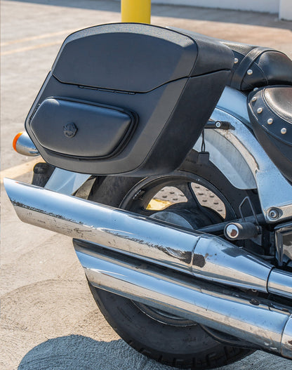 24L - Ironclad Quick-Mount Medium Suzuki Boulevard C50 VL800 Leather Wrapped Hard Alforjas