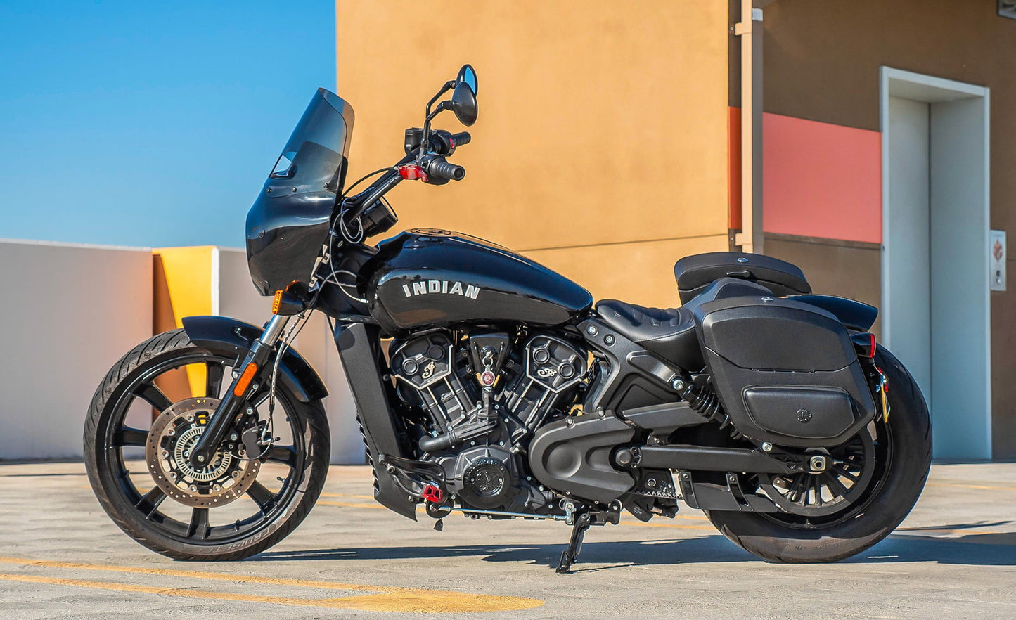 24L - Ironclad Quick-Mount Medium Indian Scout Bobber Leather Wrapped Hard Alforjas