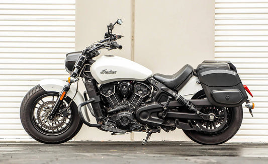 24L - Ironclad Quick-Mount Medium Indian Scout Leather Wrapped Hard Alforjas