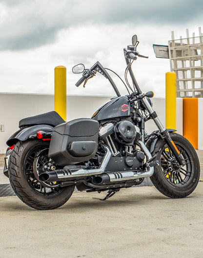 24L - Ironclad Quick-Mount Medium Harley Sportster Forty Eight XL1200X Leather Wrapped Hard Alforjas