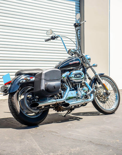 24L - Ironclad Quick-Mount Medium Harley Sportster 1200 Custom XL1200C Leather Wrapped Hard Alforjas
