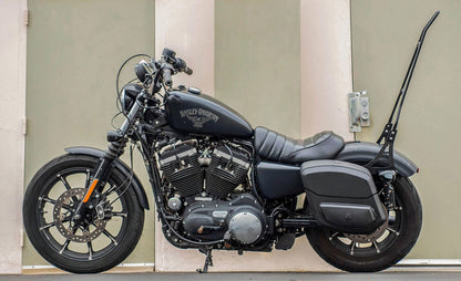 24L - Ironclad Quick-Mount Medium Harley Sportster 883 Iron XL883N Leather Wrapped Hard Alforjas