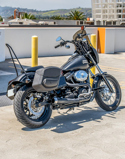 24L - Ironclad Quick-Mount Medium Harley Dyna Street Bob FXDB Leather Wrapped Hard Alforjas