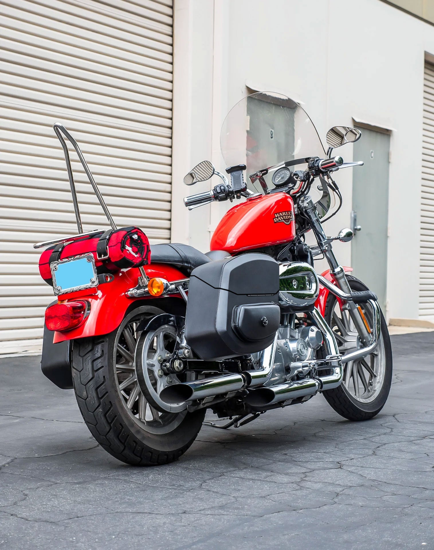 24L - Ironclad Quick-Mount Medium Harley Sportster 883 Low XL883L Leather Wrapped Hard Alforjas