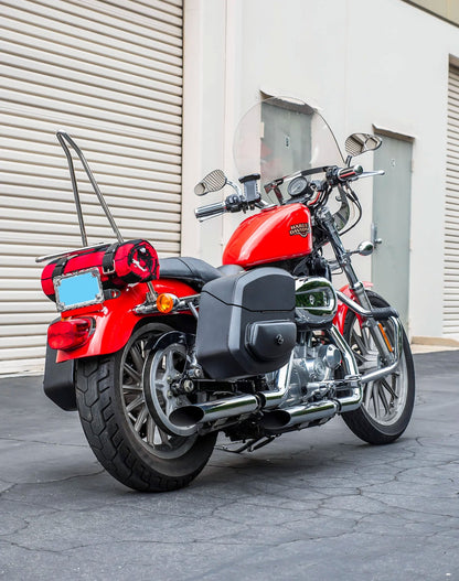 24L - Ironclad Quick-Mount Medium Harley Sportster 1200 Low XL1200L Leather Wrapped Hard Alforjas