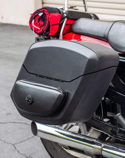 24L - Ironclad Quick-Mount Medium Harley Sportster 1200 Low XL1200L Leather Wrapped Hard Alforjas