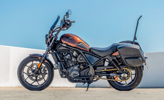 24L - Ironclad Quick-Mount Medium Honda Rebel 1100 Leather Wrapped Hard Alforjas