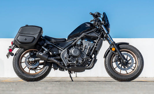 24L - Ironclad Quick-Mount Medium Honda Rebel 500 Leather Wrapped Hard Alforjas