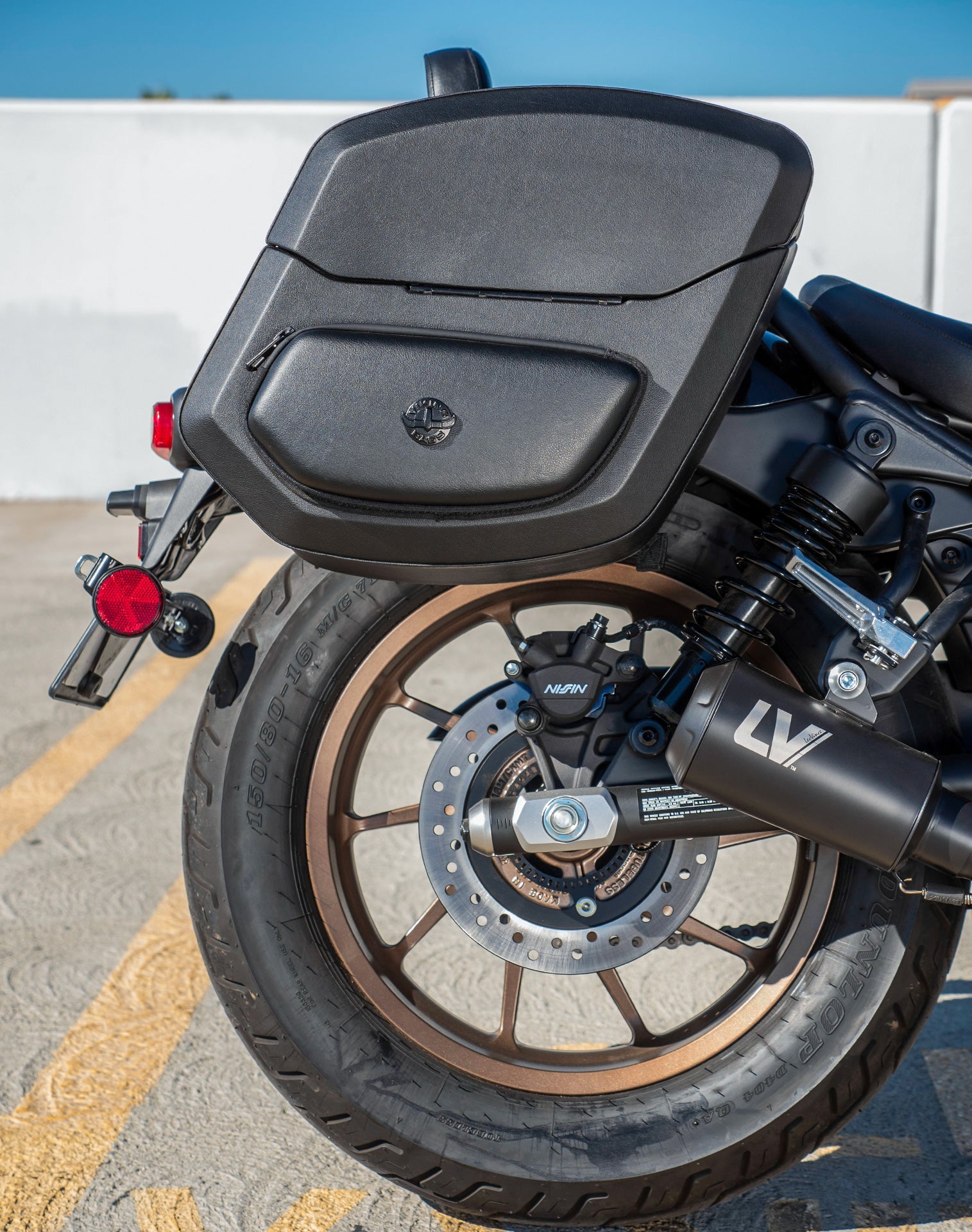 24L - Ironclad Quick-Mount Medium Honda Rebel 300 Leather Wrapped Hard Alforjas