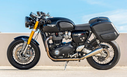 24L - Ironclad Quick-Mount Medium Triumph Thruxton RS Leather Wrapped Hard Alforjas