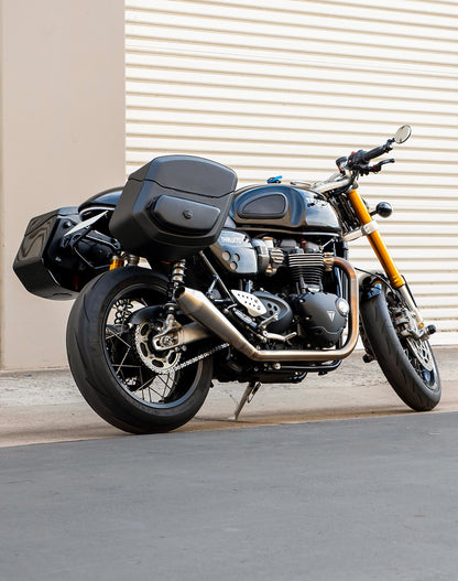 24L - Ironclad Quick-Mount Medium Triumph Thruxton RS Leather Wrapped Hard Alforjas