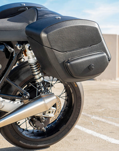 24L - Ironclad Quick-Mount Medium Triumph Thruxton RS Leather Wrapped Hard Alforjas