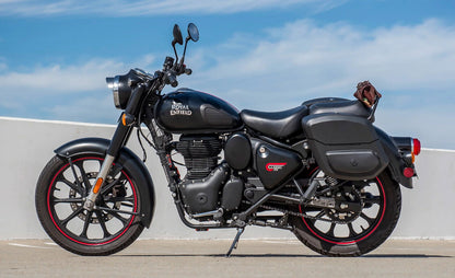 24L - Ironclad Quick-Mount Medium Royal Enfield Classic 350 Leather Wrapped Hard Alforjas