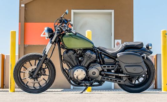 24L - Ironclad Quick-Mount Medium Yamaha Bolt Specific Leather Wrapped Hard Alforjas