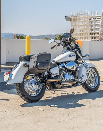 24L - Ironclad Quick-Mount Medium Honda 750 Shadow Aero Leather Wrapped Hard Alforjas