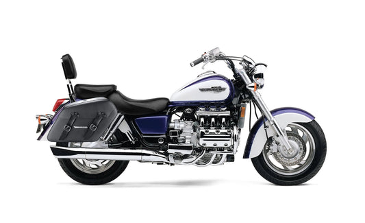 42L - Baldur XL Honda Valkyrie 1500 Interstate Leather Wrapped Hard Alforjas