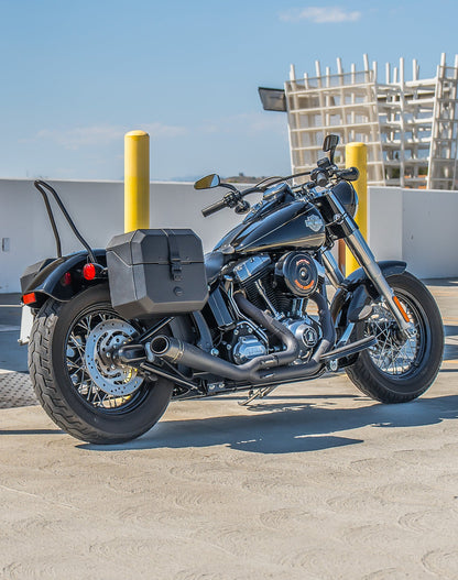 20L - Outlaw Quick-Mount Small Harley Softail Slim FLS Leather Wrapped Hard Alforjas
