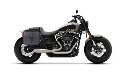 20L - Outlaw Quick-Mount Small Harley Softail Fat Bob FXFB/S Leather Wrapped Hard Alforjas