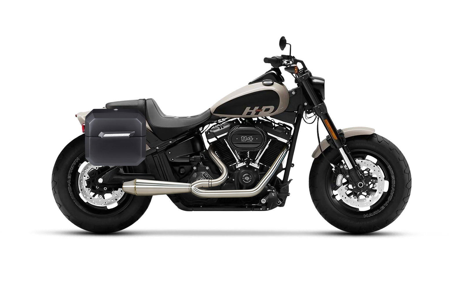 20L - Outlaw Quick-Mount Small Harley Softail Fat Bob FXFB/S Matte Hard Alforjas