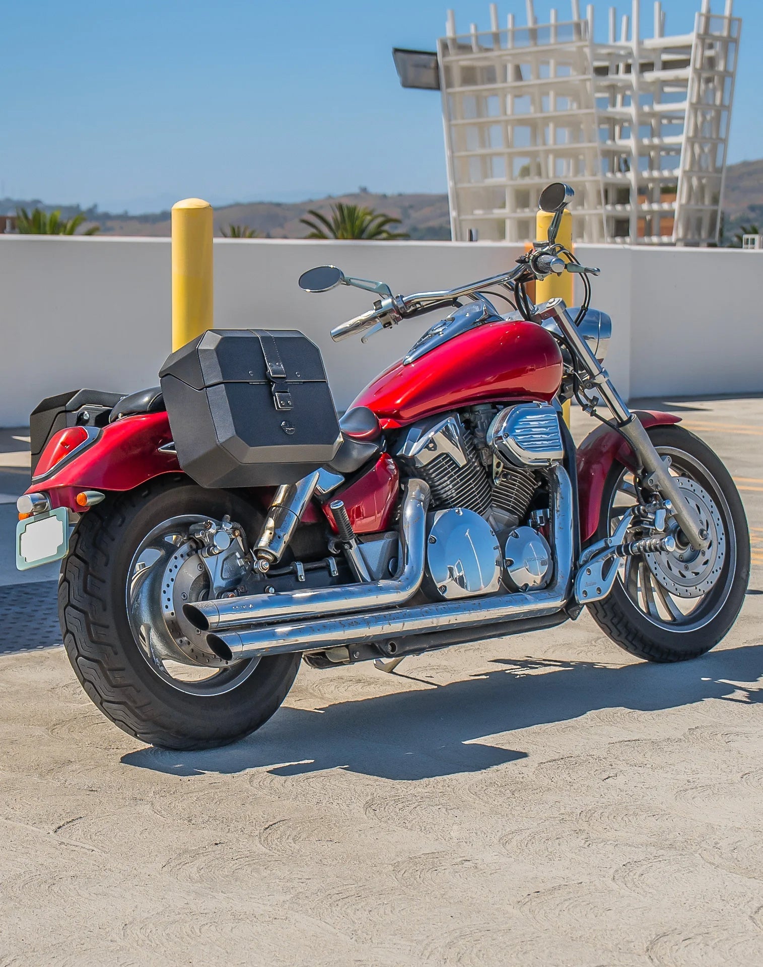 20L - Outlaw Quick-Mount Small Honda VTX 1300 C Leather Wrapped Hard Alforjas
