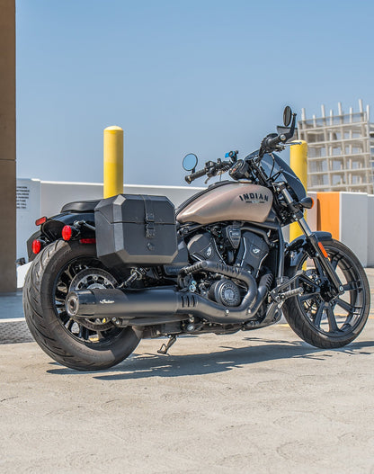 20L - Outlaw Quick-Mount Small 2025+ Indian Sport Scout Leather Wrapped Hard Alforjas