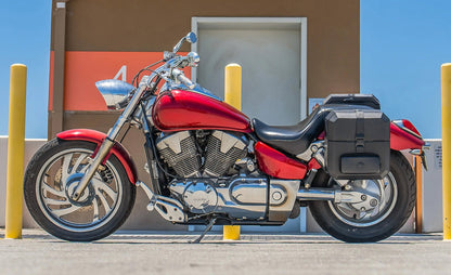 15L - Outlaw Quick-Mount Medium Honda VTX 1300 C Leather Wrapped Hard Alforjas (Left Only)