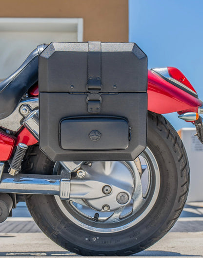 15L - Outlaw Quick-Mount Medium Honda VTX 1300 C Leather Wrapped Hard Alforjas (Left Only)