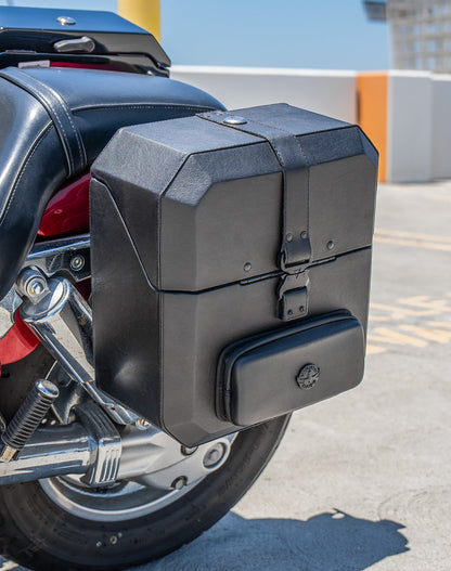 15L - Outlaw Quick-Mount Medium Honda VTX 1300 C Leather Wrapped Hard Alforjas (Left Only)
