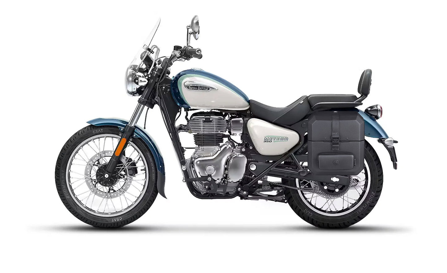 15L - Outlaw Quick-Mount Medium Royal Enfield Meteor 350 Leather Wrapped Hard Alforjas (Left Only)