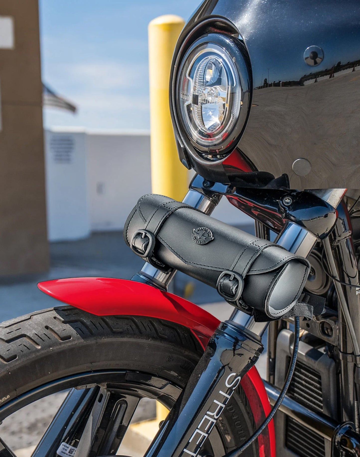1L - Dark Age Plain Suzuki Leather Motocicleta Bolsa para manubrio