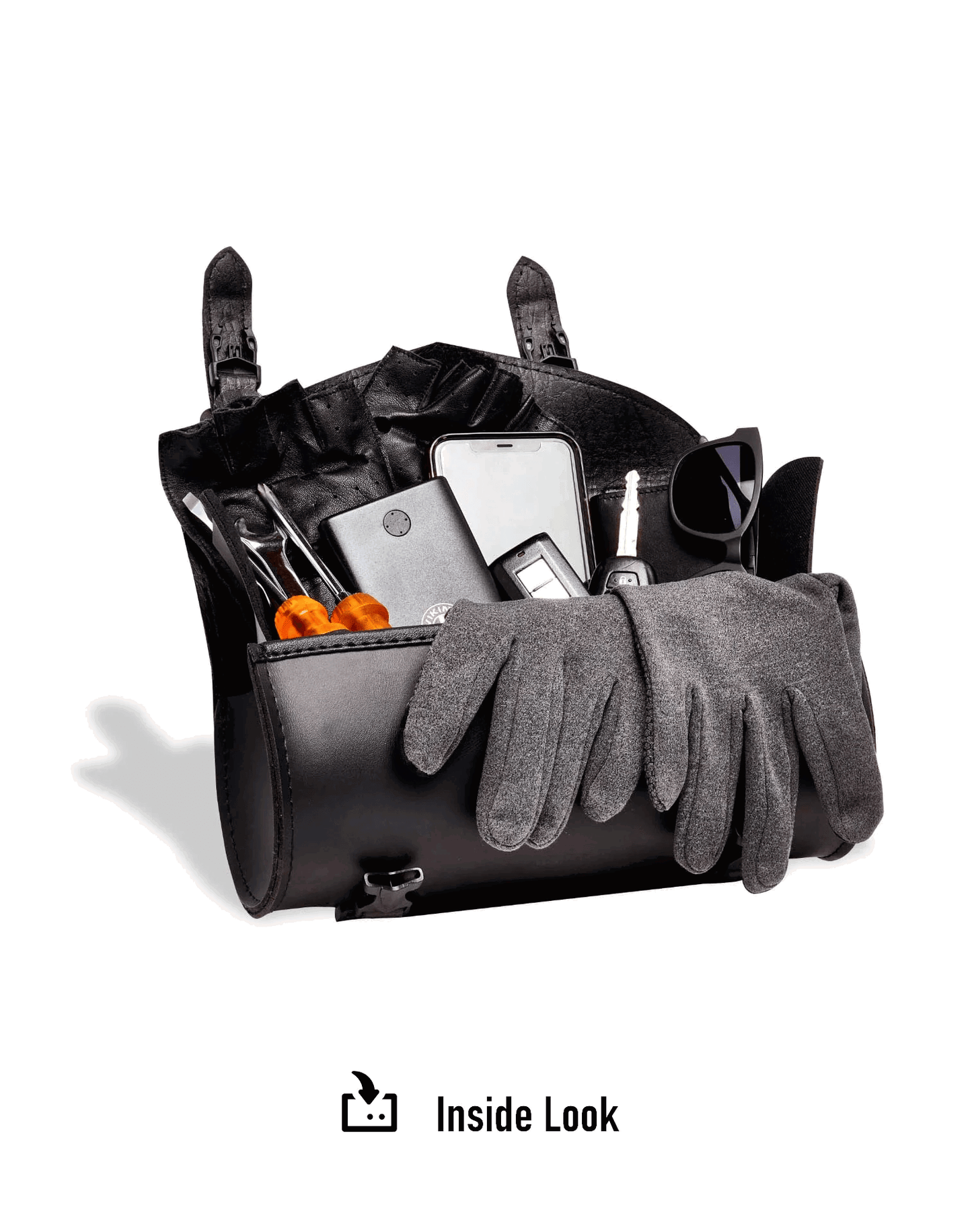 1L - Dark Age Plain Hyosung Leather Motocicleta Bolsa rollo