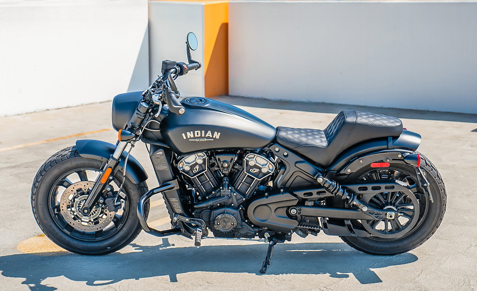 Iron Born Diamond Stitch Indian Scout Bobber Twenty 2-Up Seat Black