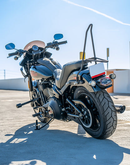 Iron Born Blade 25" Sissy bar para Wide Seat w/ Foldable Rack para Harley Softail Low Rider S FXLRS Matte Black