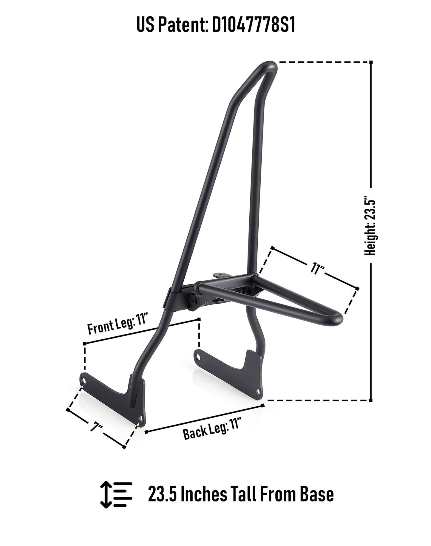 Iron Born Blade 25" Sissy bar para Wide Seat w/ Foldable Rack para Harley Softail Low Rider S FXLRS Matte Black