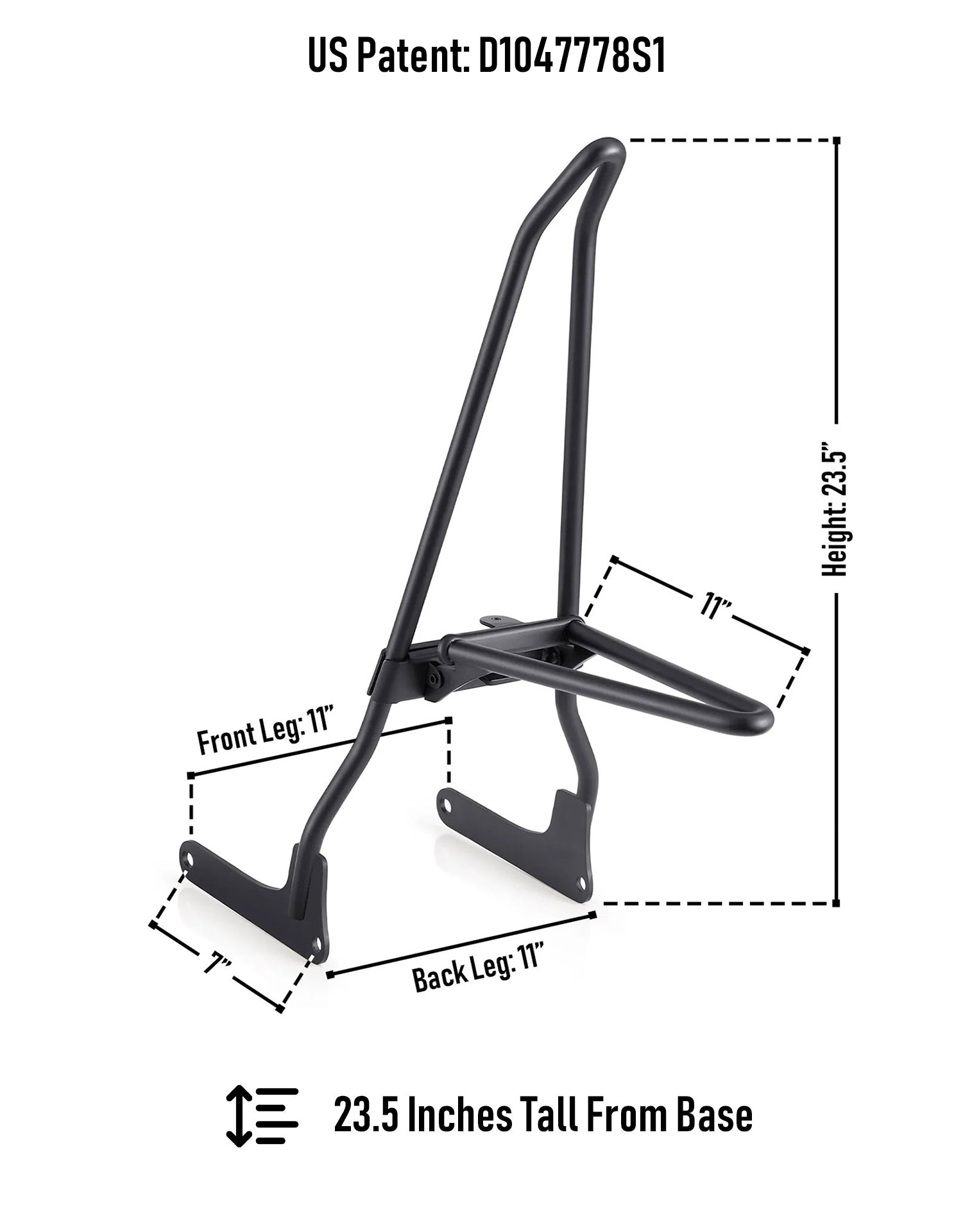 Iron Born Blade 25" Sissy bar para Wide Seat w/ Foldable Rack para Harley Softail Low Rider S FXLRS Matte Black