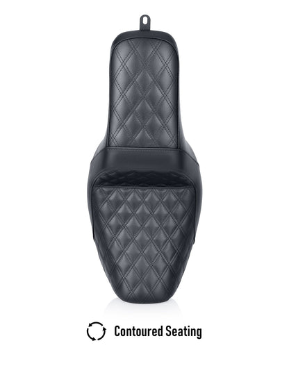 Iron Born Diamond Stitch 2-Up Seat para Harley Dyna Fat Bob FXDF Black