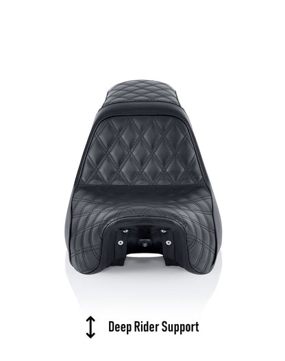 Iron Born Diamond Stitch 2-Up Seat para Harley Dyna Low Rider FXDL/I Black