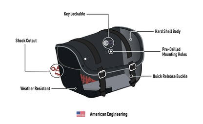 30L - Kronan Large Indian Scout Leather Motocicleta Alforjas