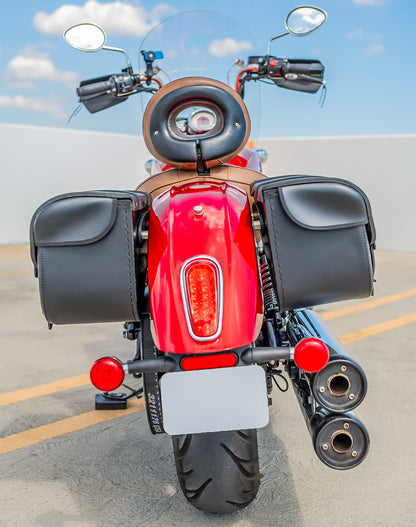 30L - Kronan Large Indian Scout Leather Motocicleta Alforjas