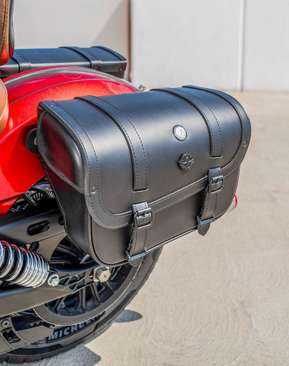 30L - Kronan Large Indian Scout Leather Motocicleta Alforjas