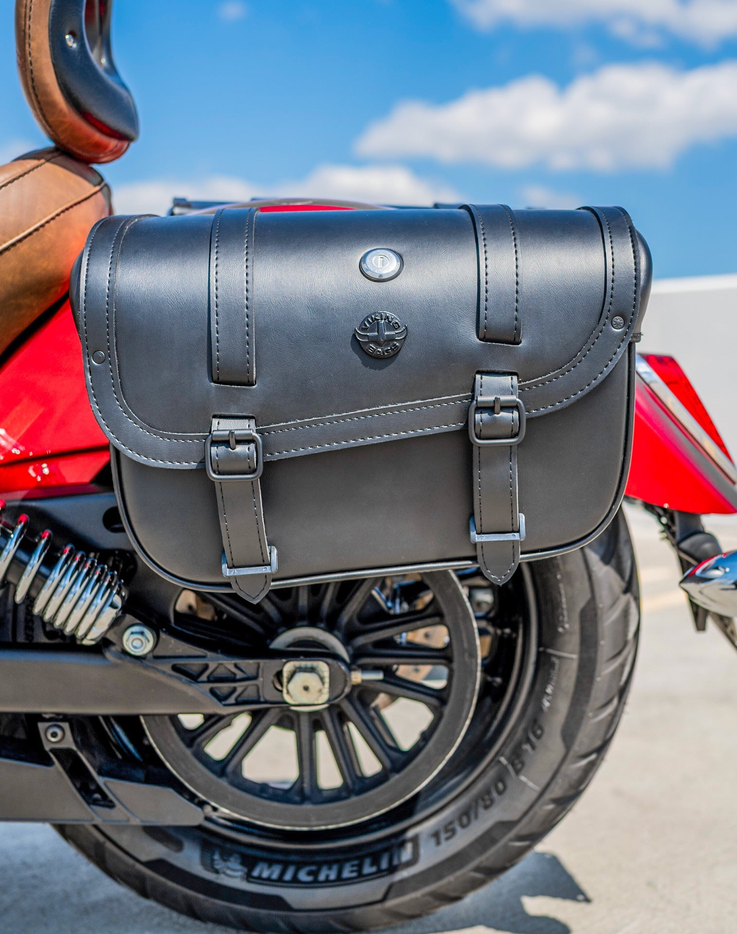 30L - Kronan Large Indian Scout Leather Motocicleta Alforjas
