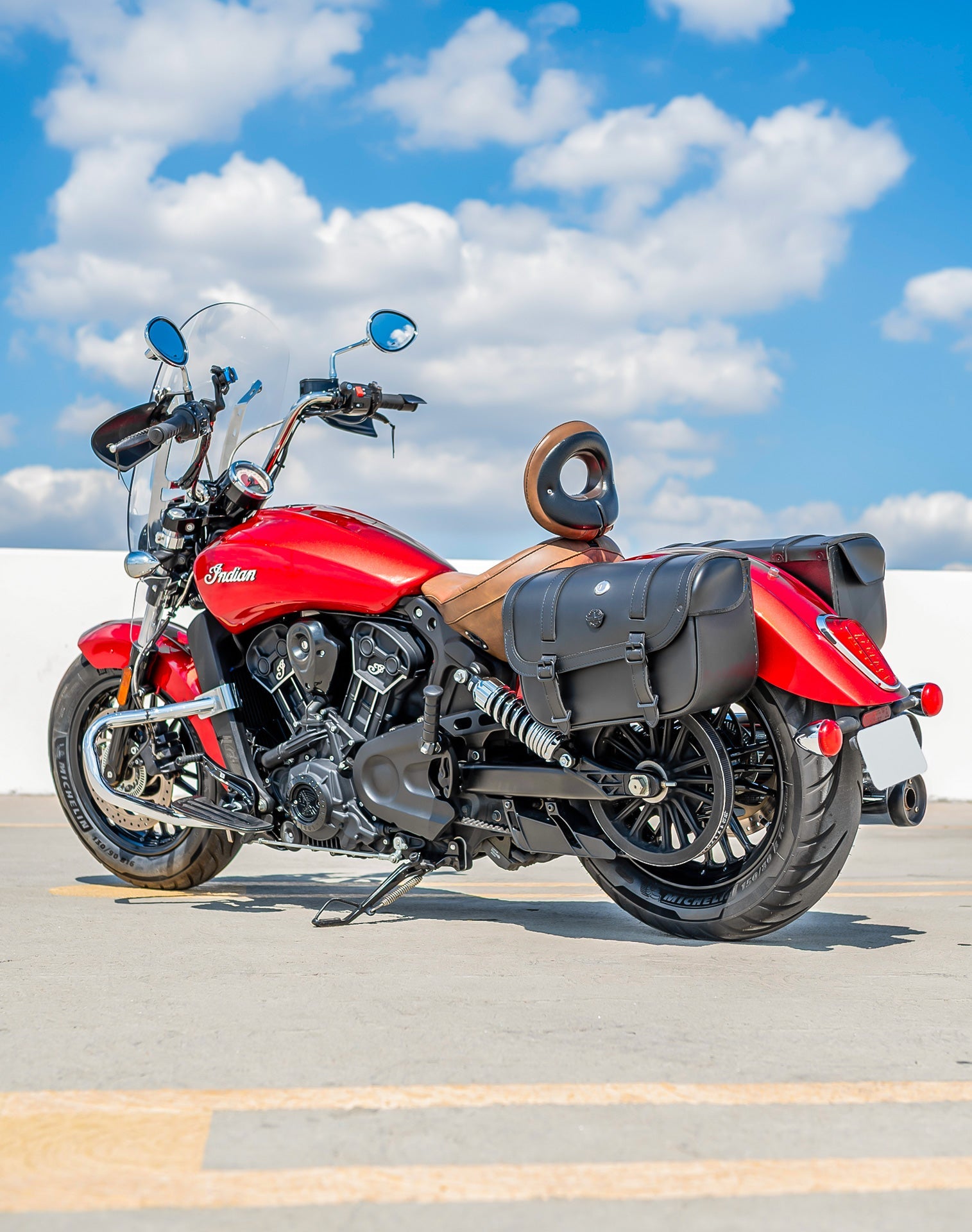 30L - Kronan Large Indian Scout Leather Motocicleta Alforjas