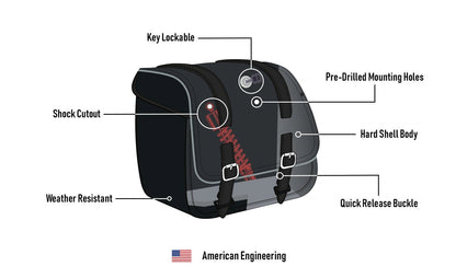 22L - Ghost Medium Shock Cutout Motocicleta Alforjas para Harley Sportster 883 Custom XL883C