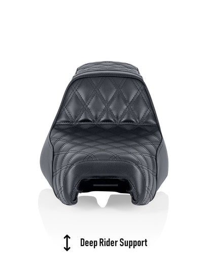 Iron Born Diamond Stitch 2-Up Seat para Harley Sportster Super Low XL1200T Black