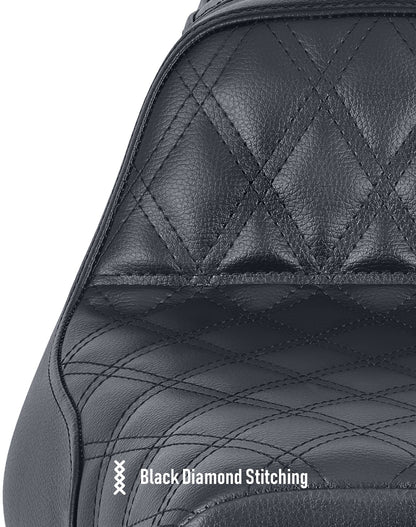 Iron Born Diamond Stitch 2-Up Seat para Harley Sportster Super Low XL1200T Black