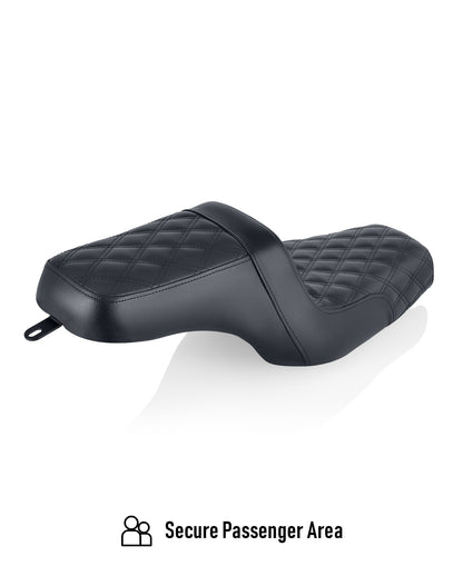 Iron Born Diamond Stitch 2-Up Seat para Harley Sportster Super Low XL1200T Black