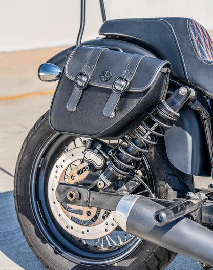 8L - Swift Small Leather Alforjas para Harley Dyna Super Glide Custom FXD/I