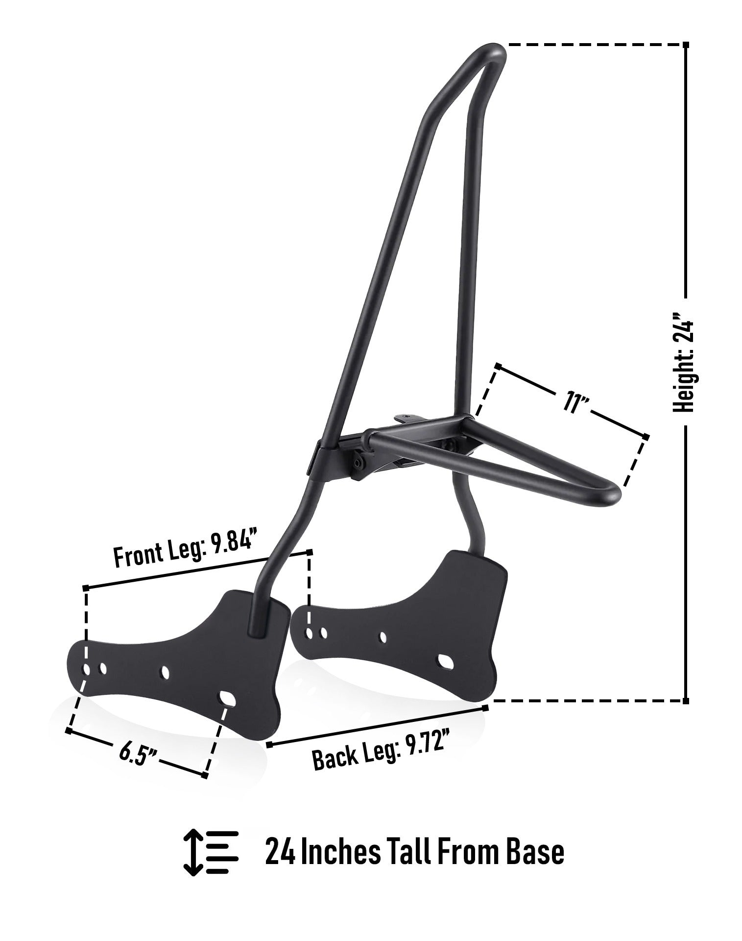 Iron Born Blade 25" Sissy bar with Foldable Luggage Rack para Kawasaki Vulcan S Matte Black